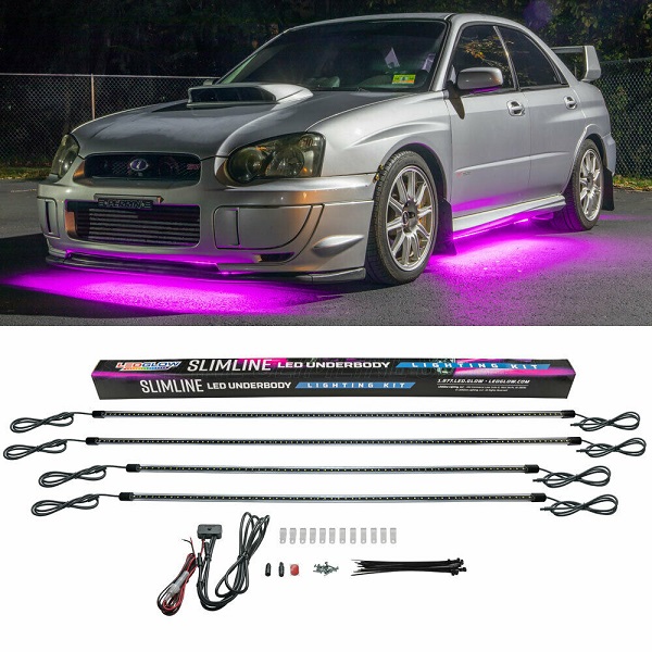 LEDGlow 4pc Pink LED Slimline Underbody Underglow Lighting Kit - Click Image to Close